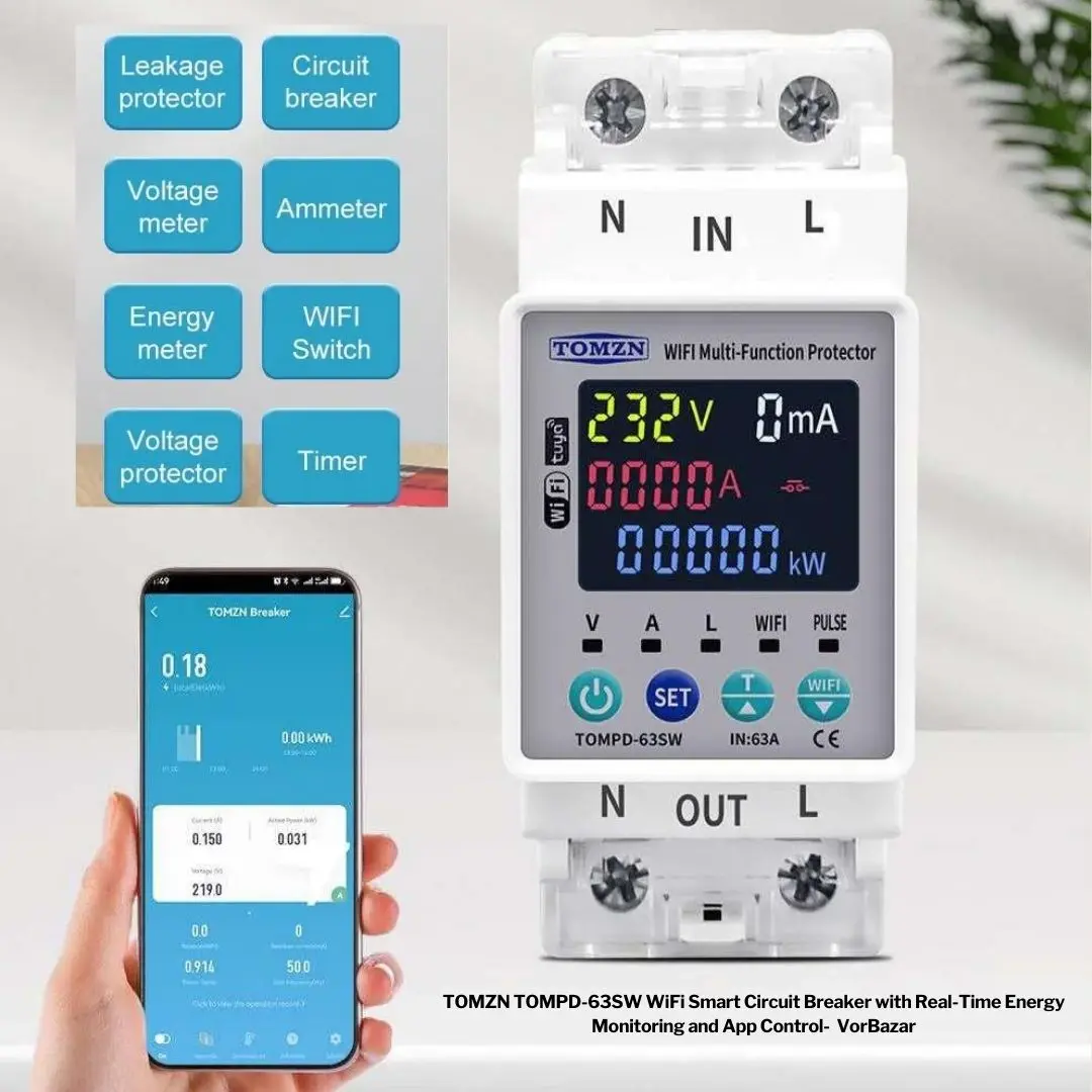 TOMZN TOMPD-63SW WiFi Smart Circuit Breaker with Real-Time Energy Monitoring and App Control