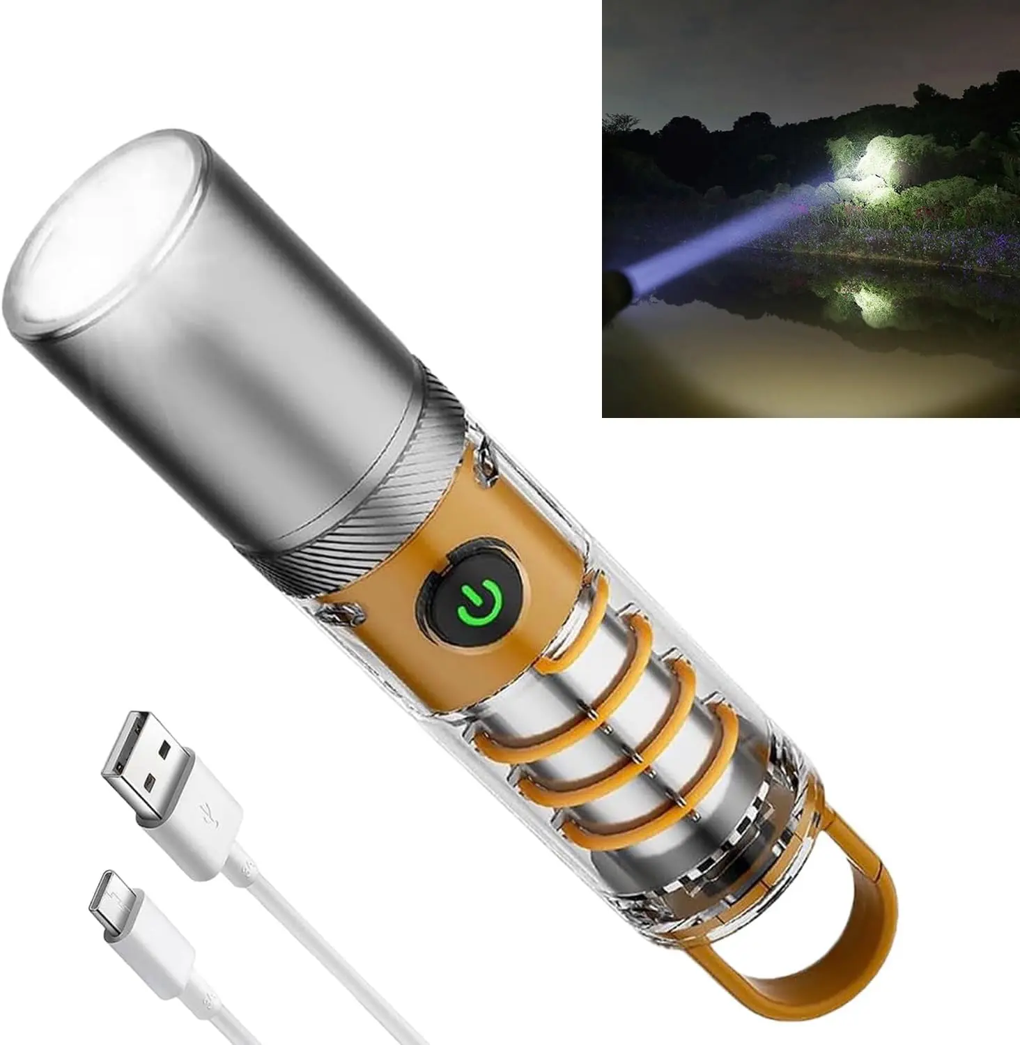 X10 Camping Flashlight in Bangladesh – Rechargeable LED Atmosphere Breathing Light, USB Type-C Fast Charging, Portable Outdoor Torch