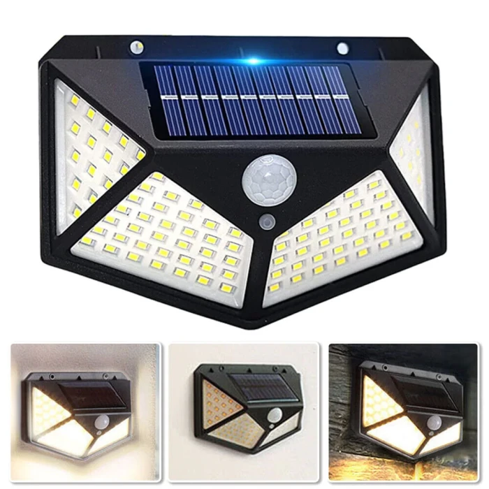 100 LED Smart Solar Motion Sensor Light – Waterproof Outdoor Wall Light for Home, Garden & Security (20W)