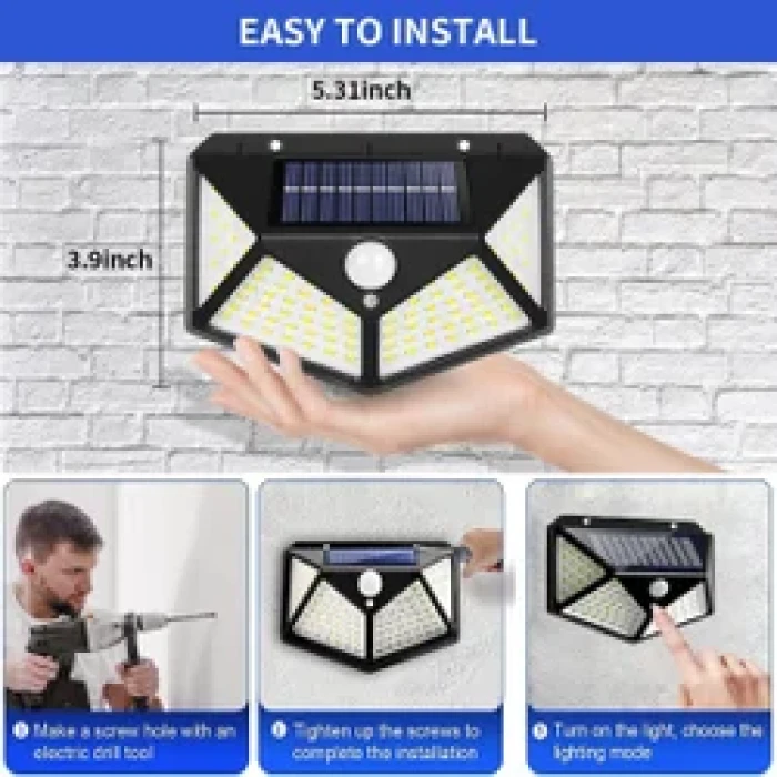 100 LED Smart Solar Motion Sensor Light – Waterproof Outdoor Wall Light for Home, Garden & Security (20W)
