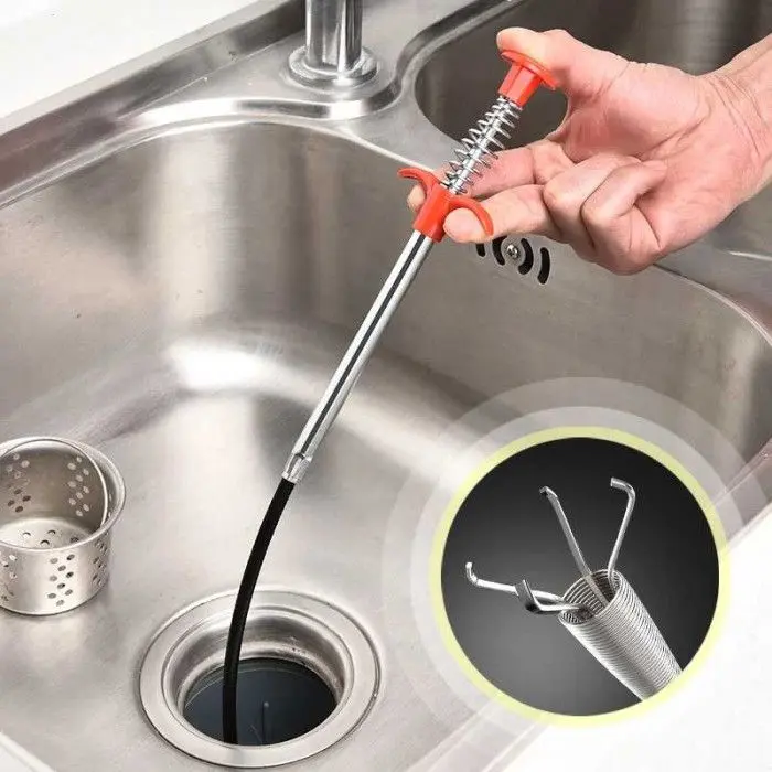 Drain Cleaning Tool - Wire Spring Sink Cleaning Stick