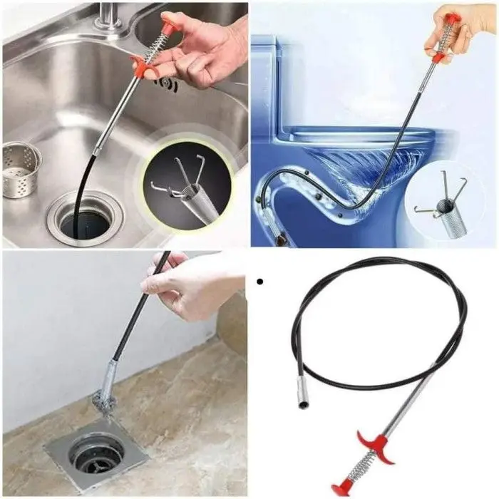 Drain Cleaning Tool - Wire Spring Sink Cleaning Stick