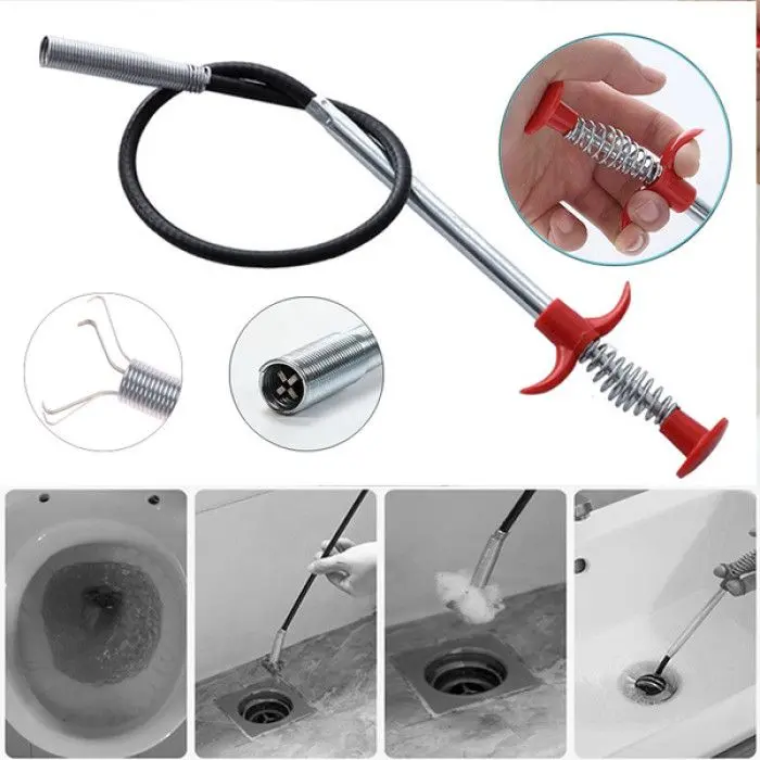 Drain Cleaning Tool - Wire Spring Sink Cleaning Stick