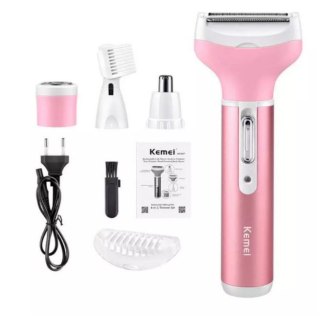 Kemei KM-6637 Multi Functional 4 In 1 Rechargeable Women Body Shaver