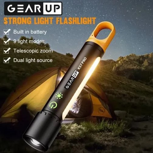 GearUP K57 Pro Multifunctional Rechargeable Torch 3500 mAH Lithium Battery