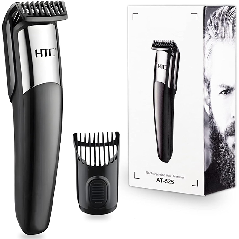 HTC Trimmer Professional Hair Clipper with 4 Length Settings, Hair Trimmer self-Sharpening Steel Blades, Easily use, AT525, Black