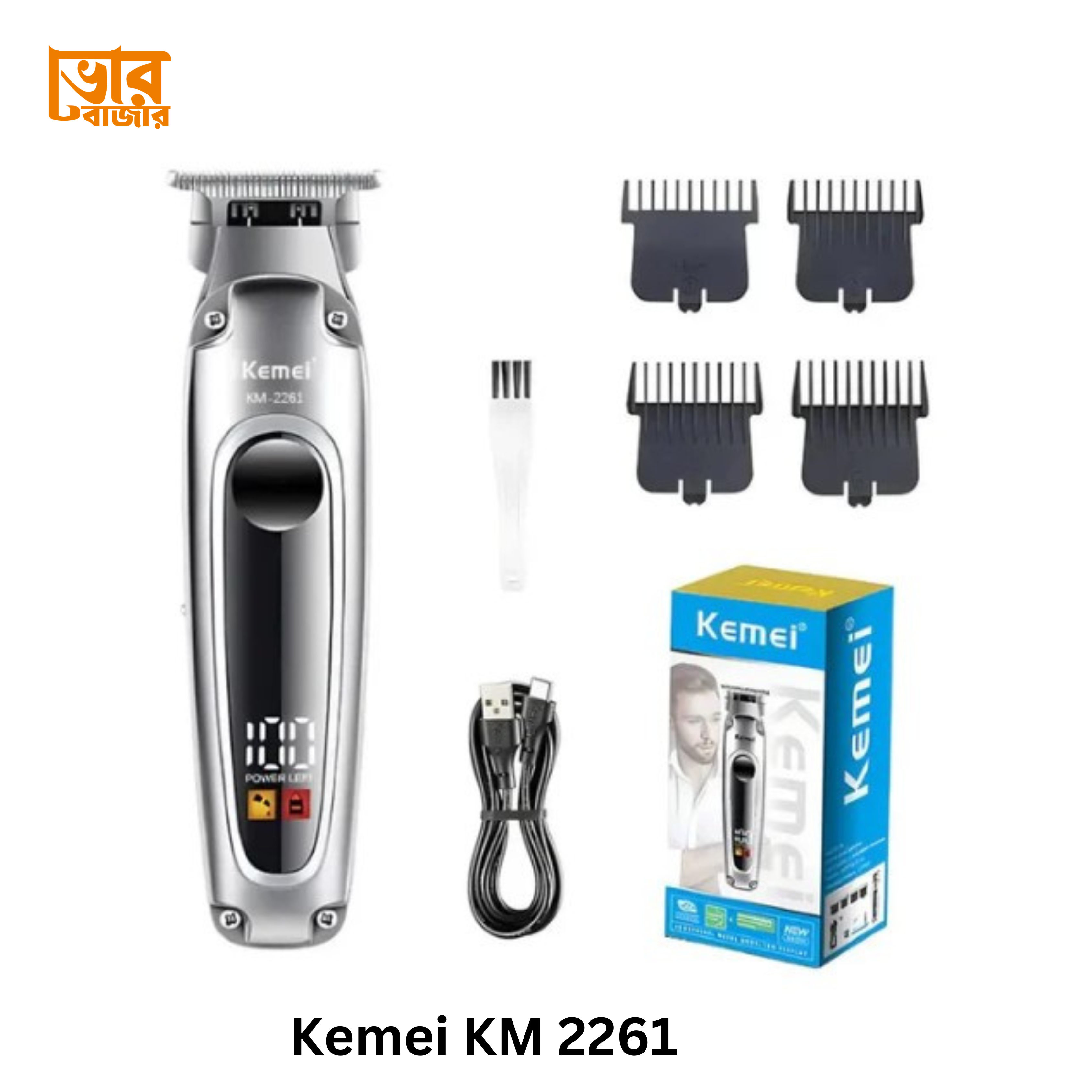 Kemei KM 2261, Electric Hair Clipper USB Rechargeable Cordless Beard Trimmer